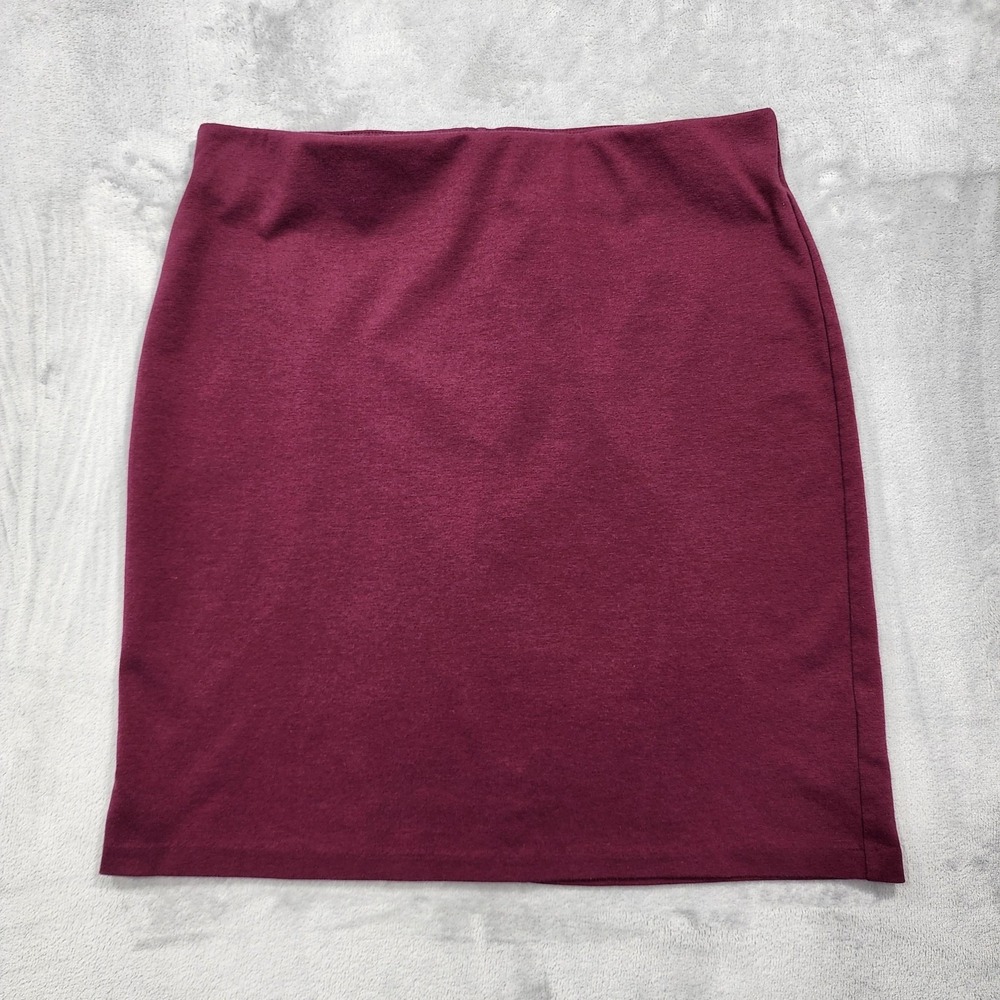 Old Navy Skirt Womens L Red Burgundy Ponte Pencil Pull On Stretch‎ Office Preppy